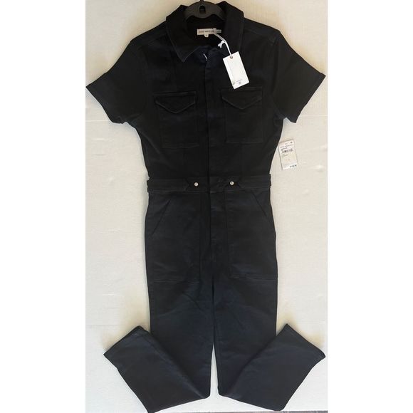 Good American GMJS731B Woman Sz 2/Medium Fit For Success Black Denim Jumpsuit - Picture 1 of 11